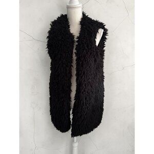 HIT LIST Black Synthetic Fur Vest Size Large